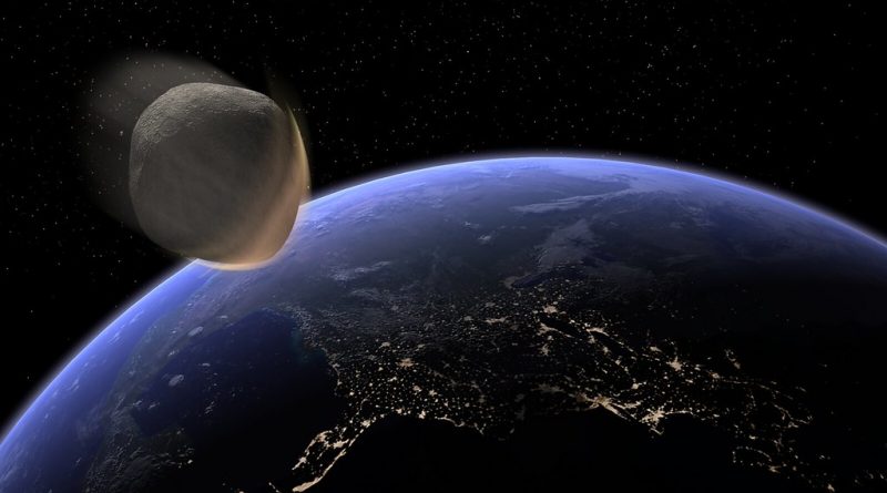 Asteroid vs. Země. Zdroj: Kevin M. Gill