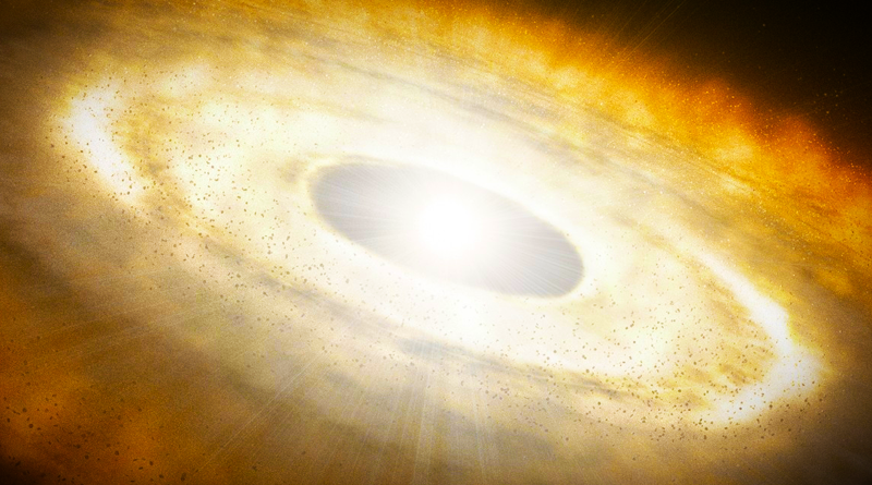 Vize prachového prstence kolem Tabby. Zdroj: ESO
