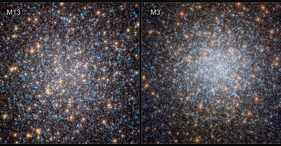 Hvězdokupy M3 a M13 z aktuální studie. Zdroj: Chen et al./Nature Astronomy