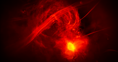 Centrum galaxie a jeho okolí optikou MeerKAT, neasi. Zdroj: Ian Heywood/SARAO