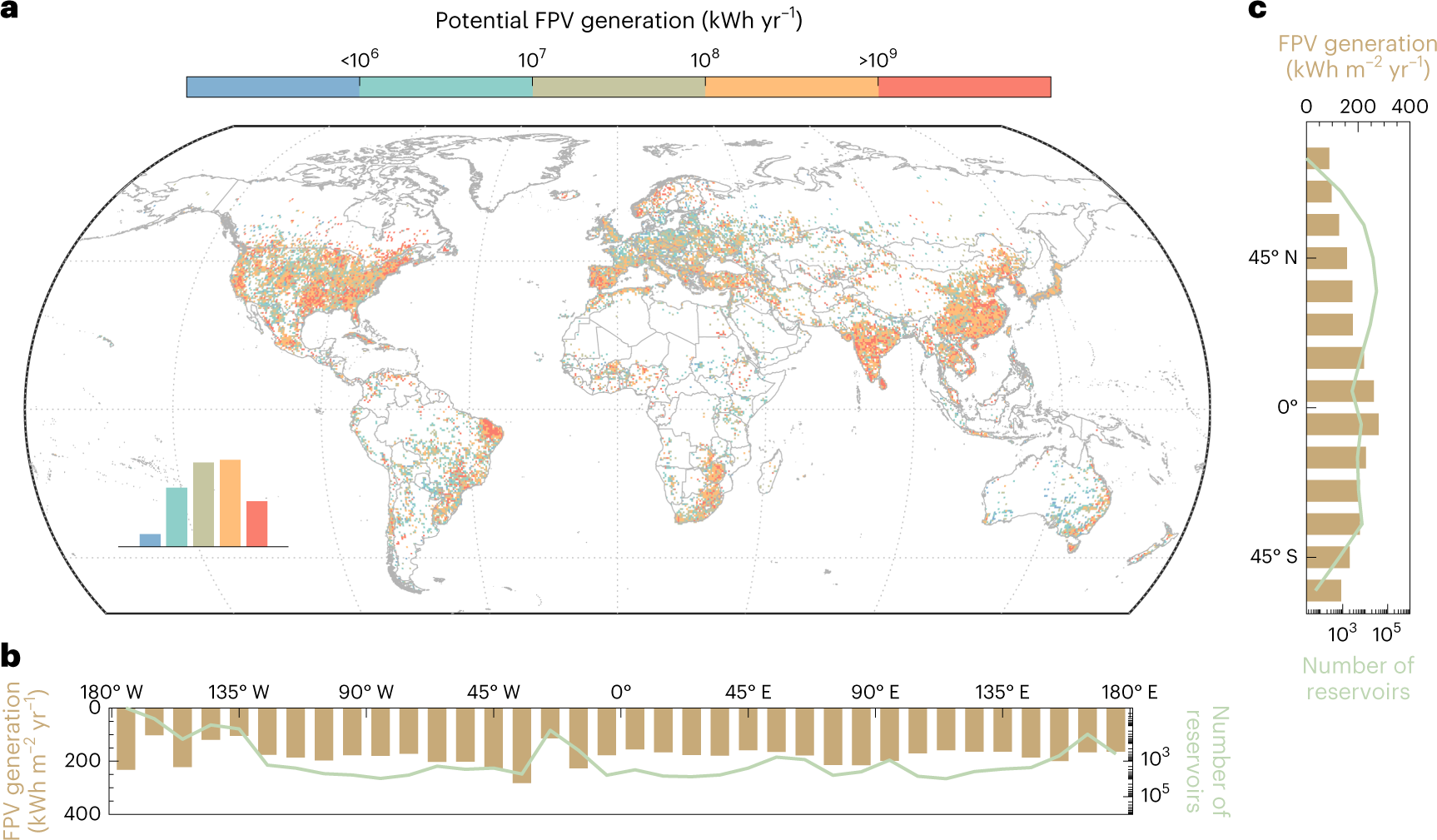 Mapka plovoucích solárů ze studie. Zdroj: Jin et al.