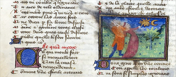 Zatmění Měsíce zaznamenané na přelomu 14. a 15. století. Zdroj: gallica.bnf.fr / BnF