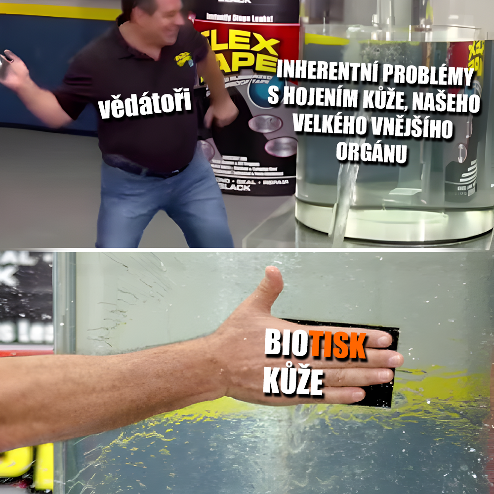 Zatím tedy jenom pro zvířátka, ale biotisk kůže může jít u i lidí brzy... s kůži na trh! Zdroj: FlexTape