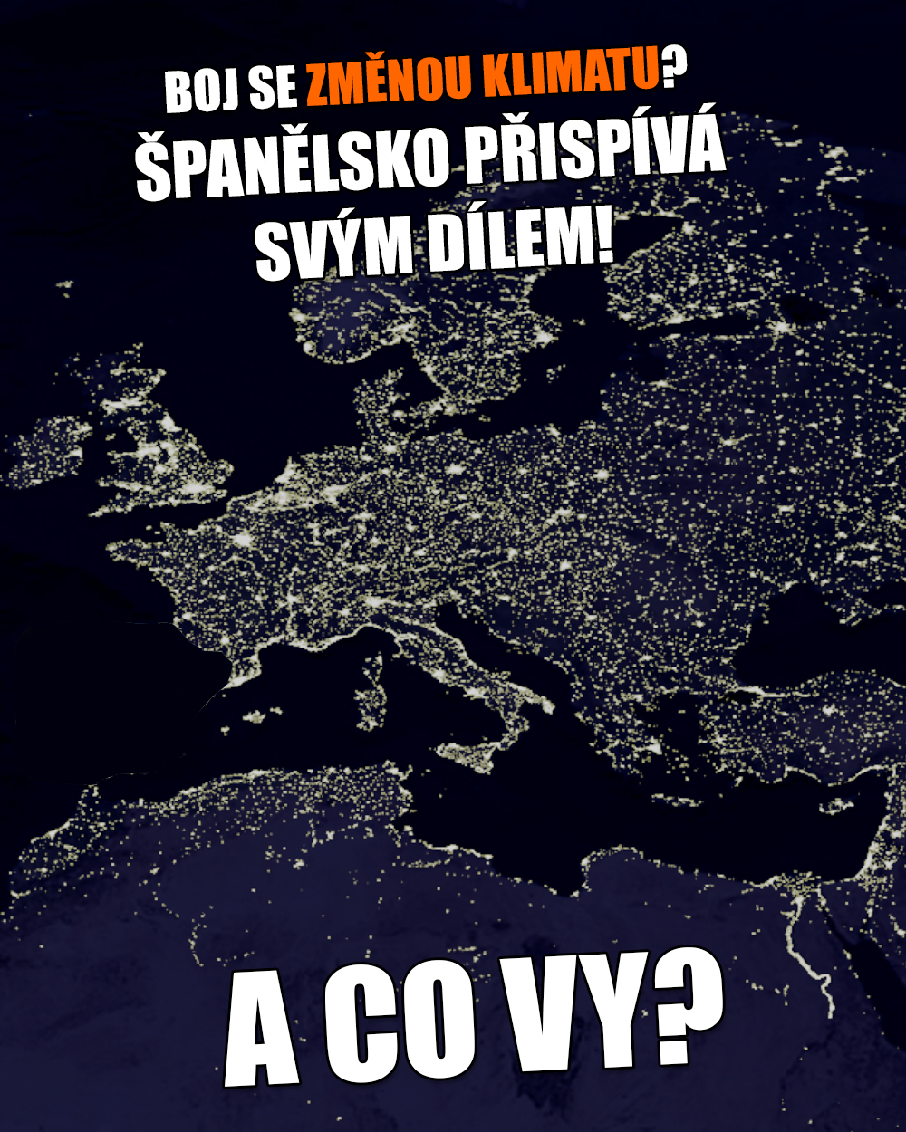 Španělsko a blackout, neasik. Zdroj: NASA, vlastní