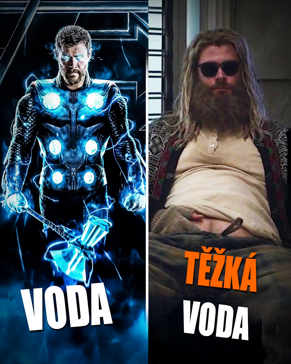 Těžká voda je, stejně jako tlustý Thor, také sladká! Zdroj: Marvel, vlastní