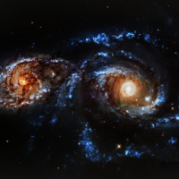 Kolize galaxií, neasik. Zdroj: NASA/Hubble