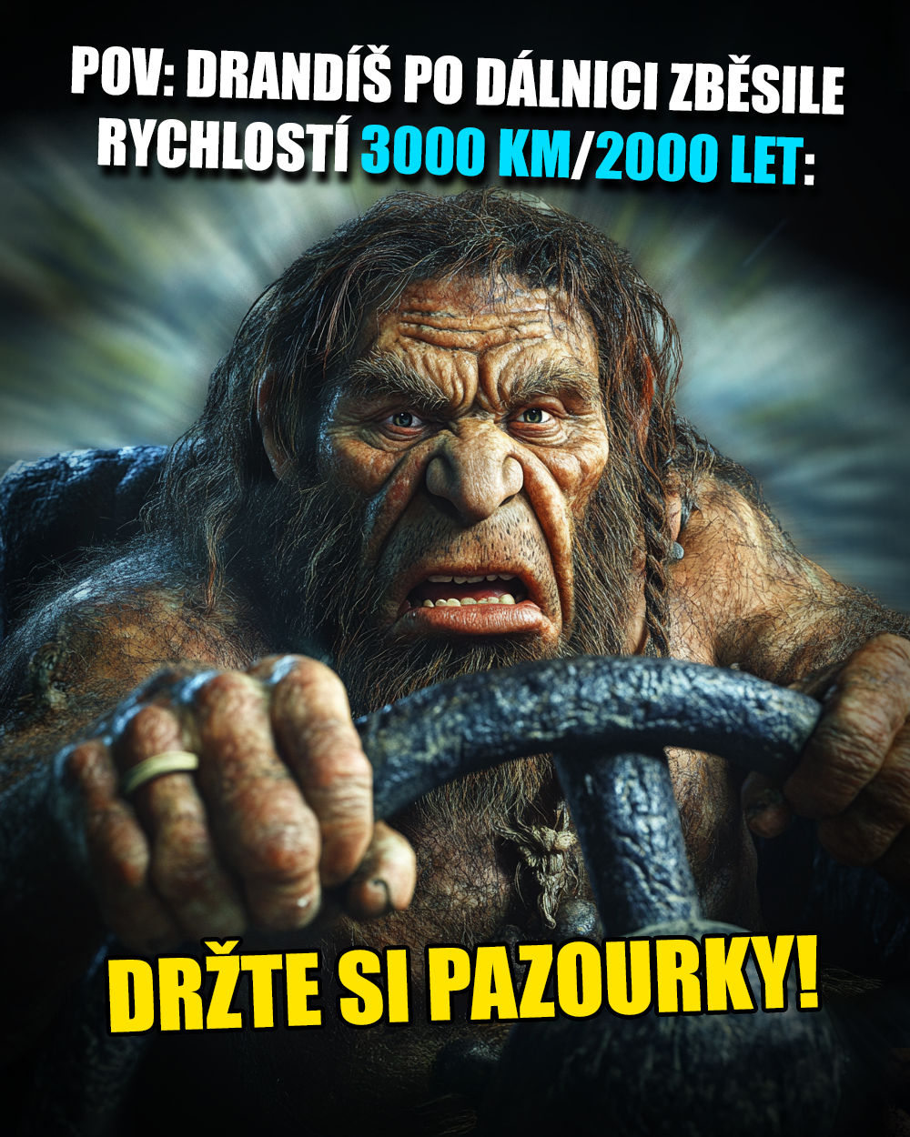 Neandertálci na dálnici, neasik. Zdroj: MJ/vlastní