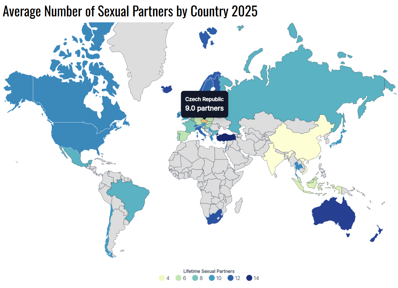 Ne nadarmo se průměrný počet sexuálních panterů pohybuje někde mezi 5 až 10. Zdroj: worldpopulationreview