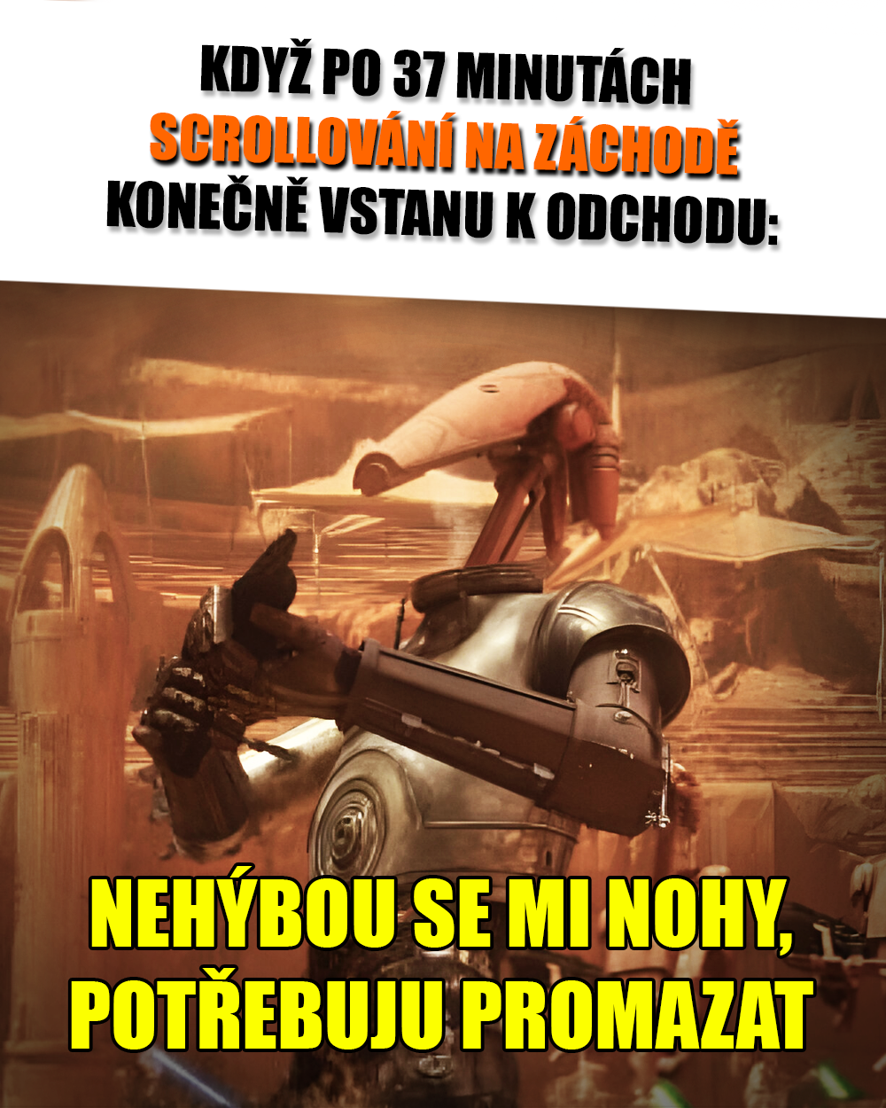 Sezení na záchodě není bez rizik ani pro jiné části těla. Zdroj: Lucasfilm, vlastní