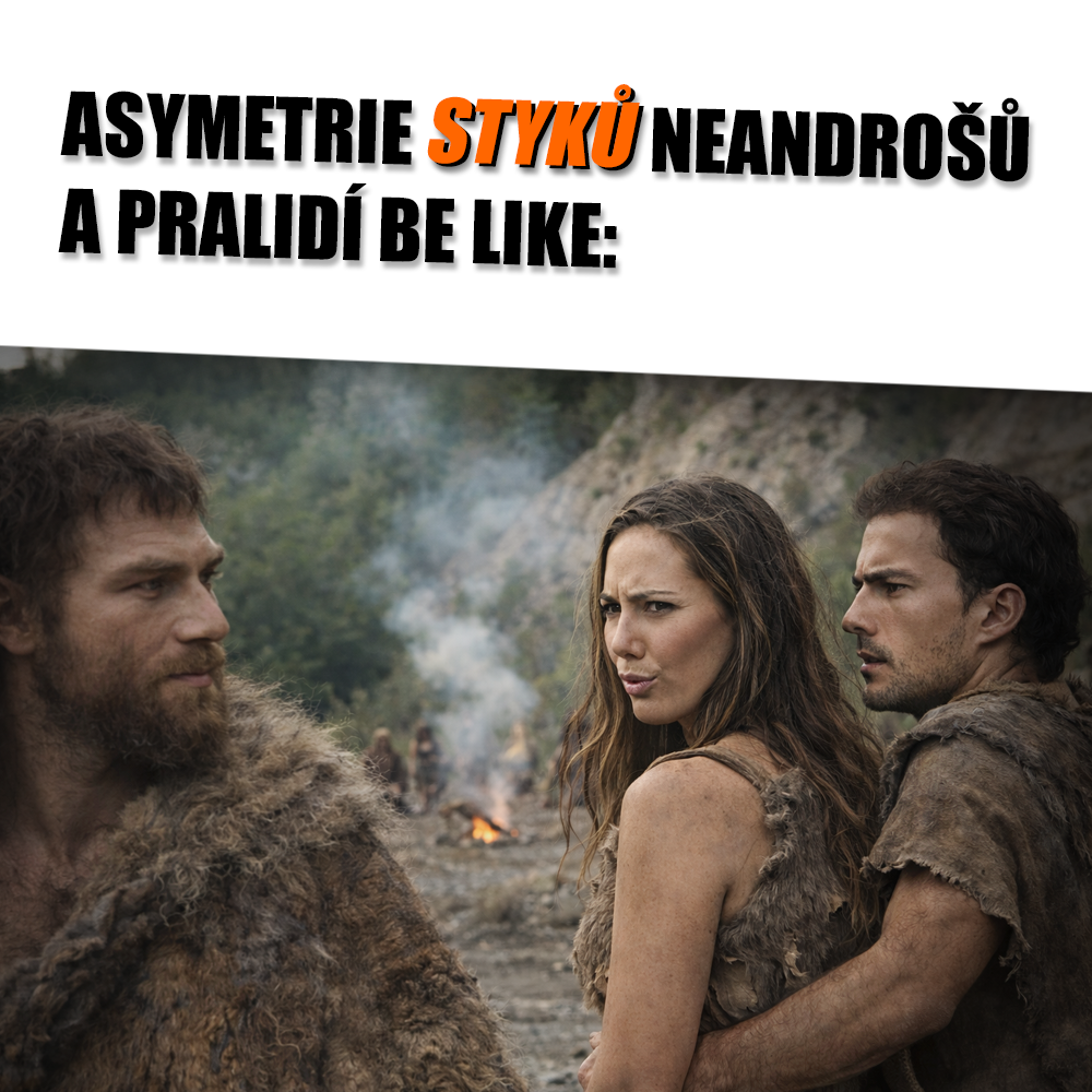 Vztahy s neanderálci be like... Zdroj: OpenAI/vlastní