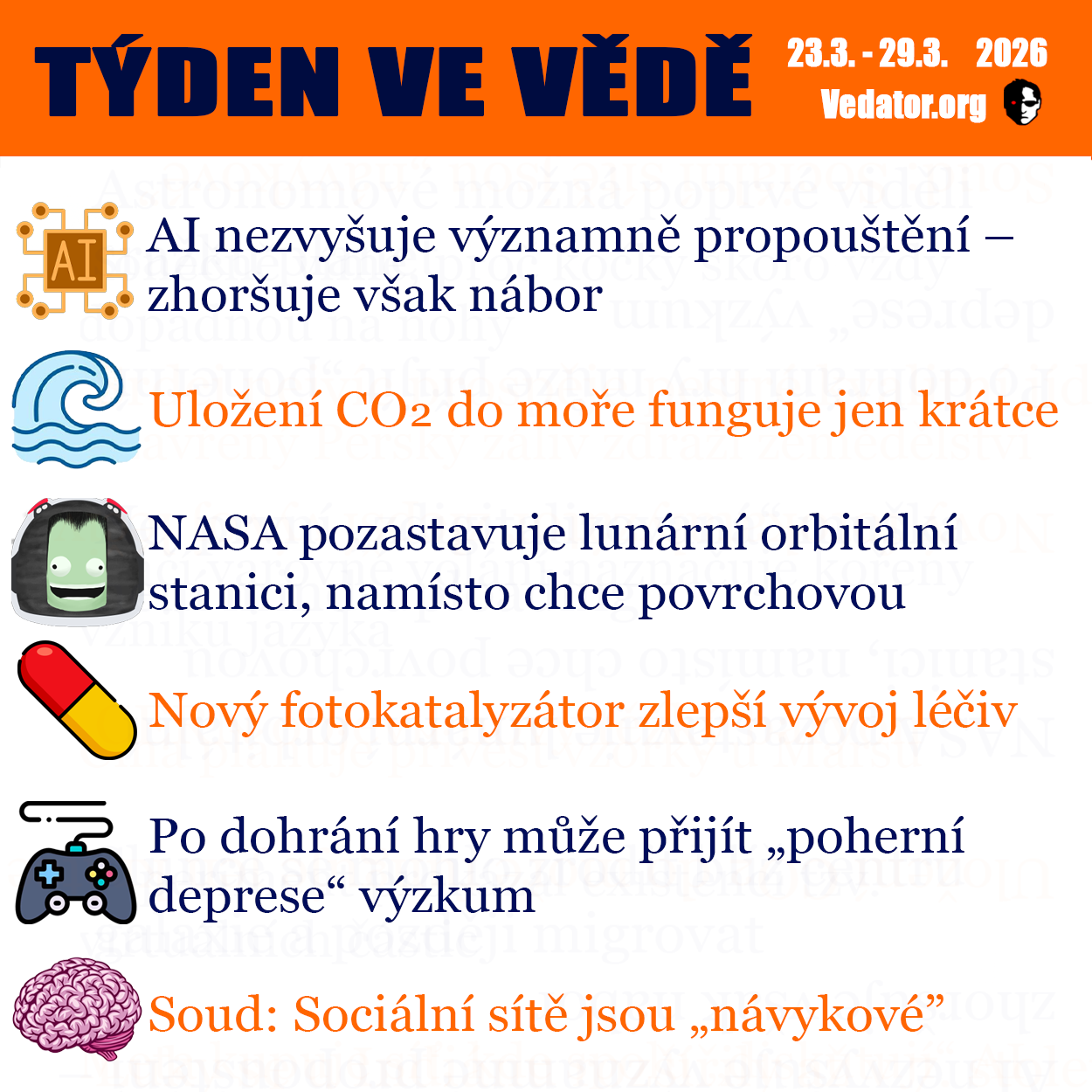 13. týden ve vědě roku 2026! Zdroj: CC BY, Apple, vlastní