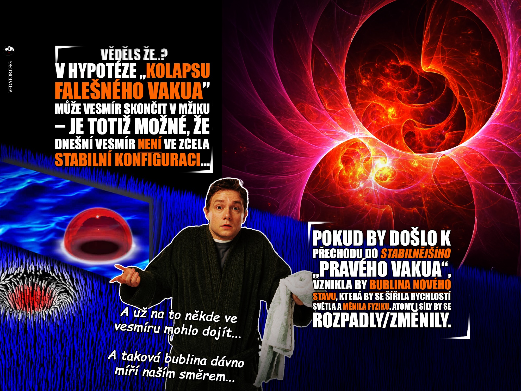kolaps vakua, false vacuum, konec vesmíru, infografika, grafika