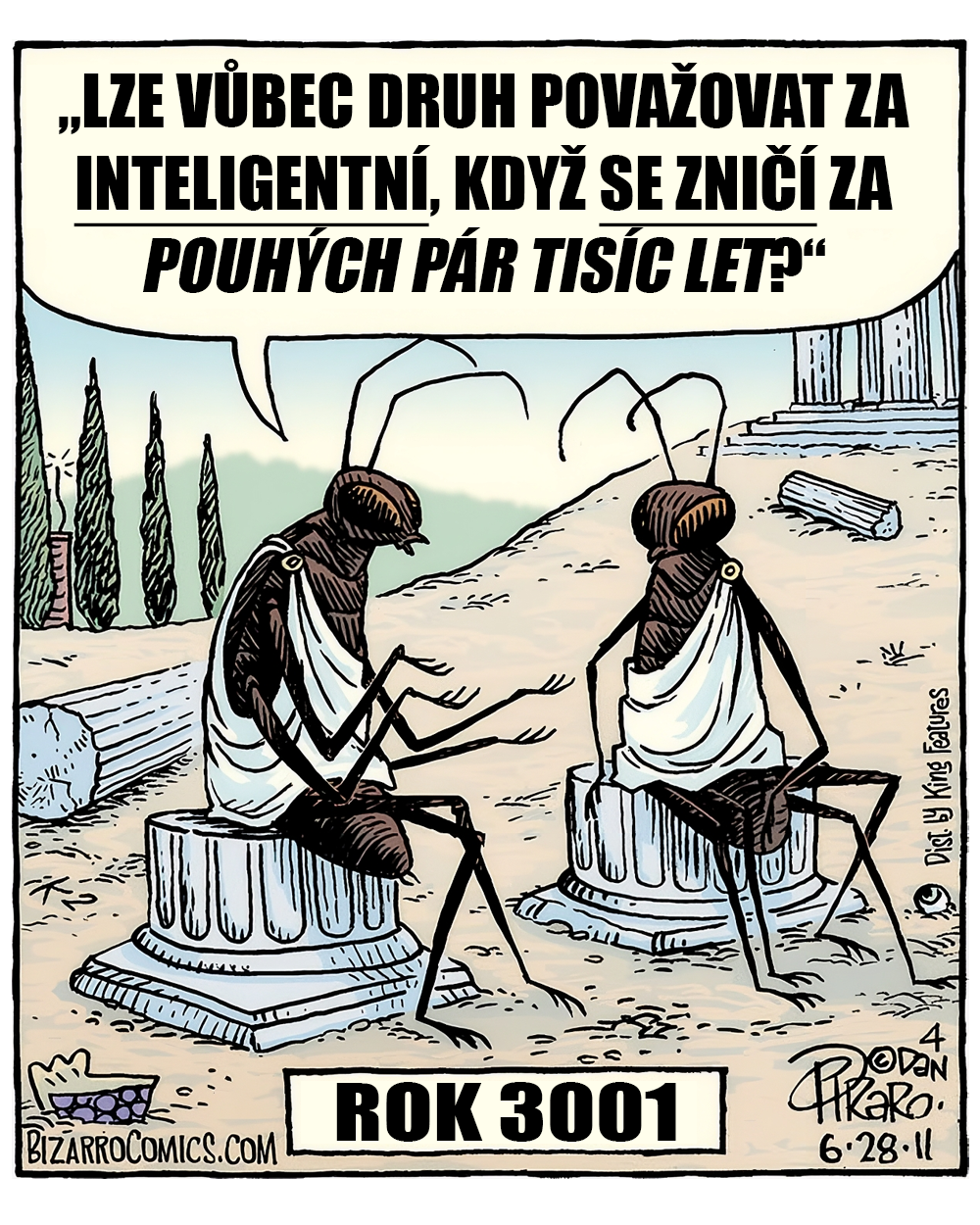 fermi paradox, apokalypsa, švábi, vyhynutí, climate change, Zdroj: BizzaroComics