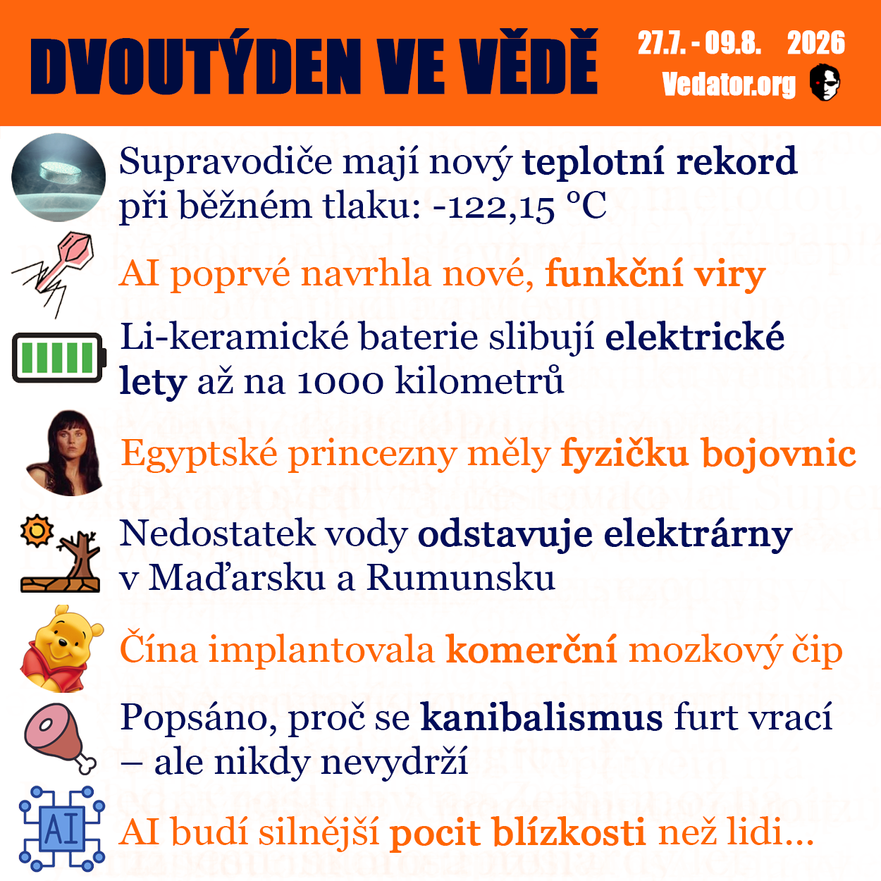 31. a 32. týden ve vědě roku 2026! Zdroj: CC BY, Apple, vlastní