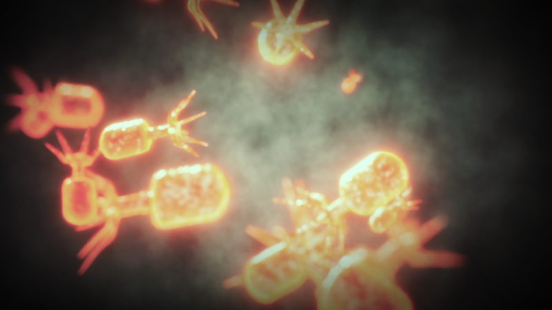 Fág, phage, virus, bacteriophage, bakteriofág. Zdroj: Storyblocks