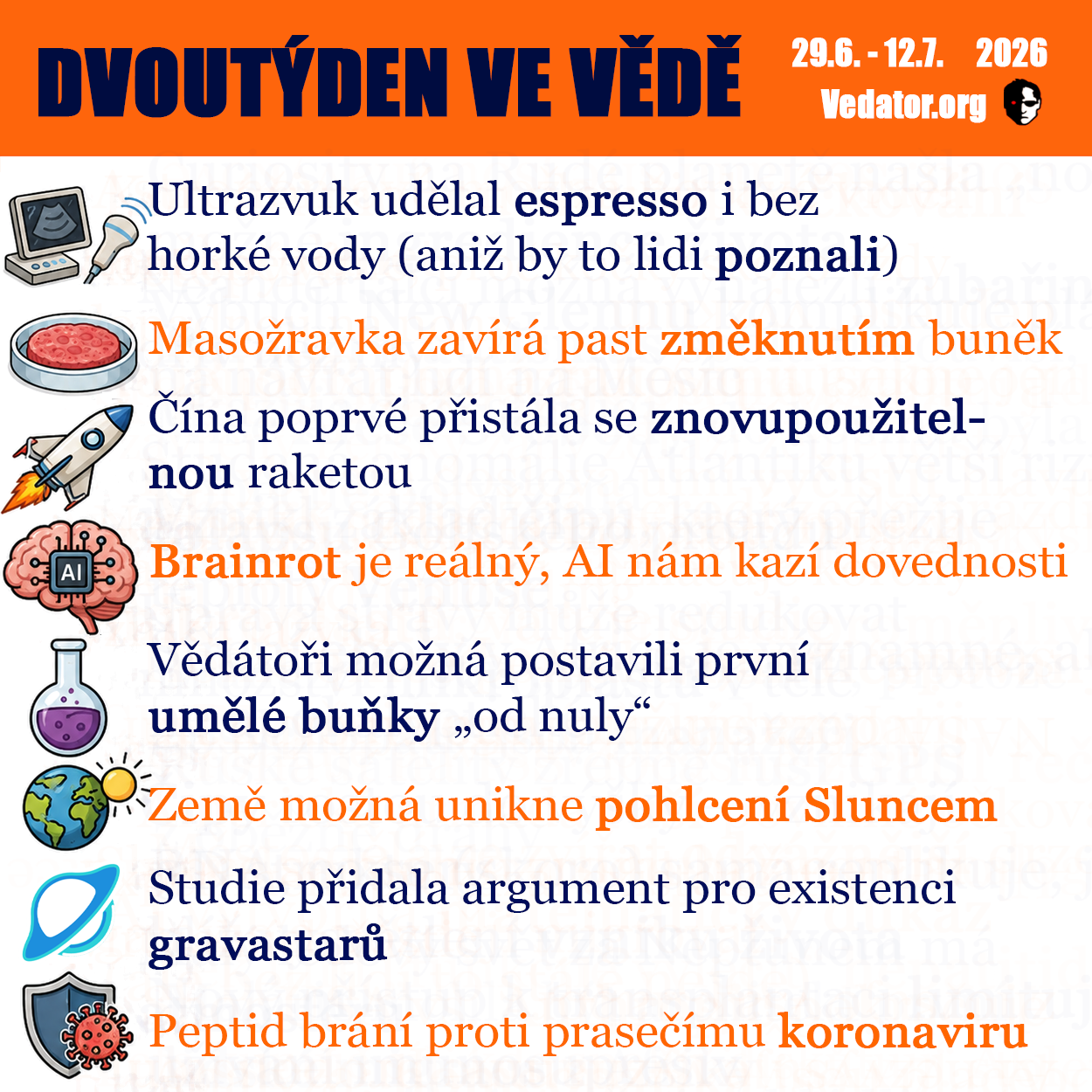 27. a 28. týden ve vědě roku 2026! Zdroj: CC BY, Apple, vlastní