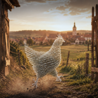Umělá inteligence utíká, AI, slepice. Zdroj: OpenAI/vlastní