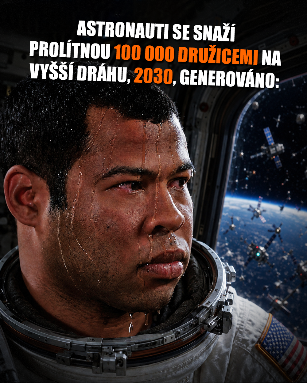 Kessler, orbita, space, vesmír, LEO, GEO, družice, satelit, satellite. Zdroj: Kay & Peele, OpenAI, vlastní