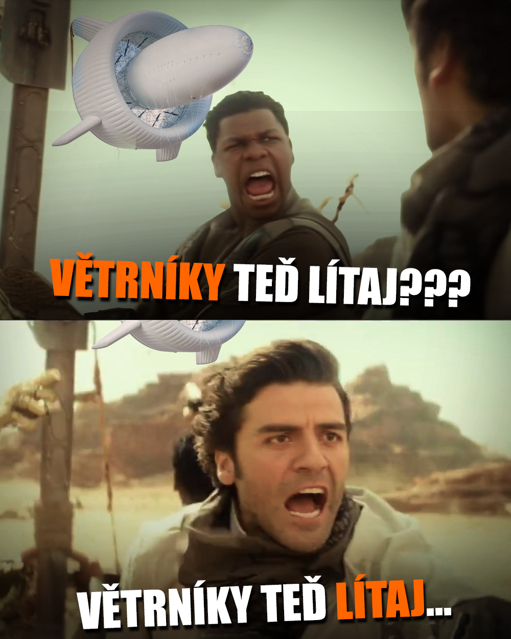 Větrné elektrárny, větrníky, wind power, větrník, energie. Zdroj: Lucasfilm