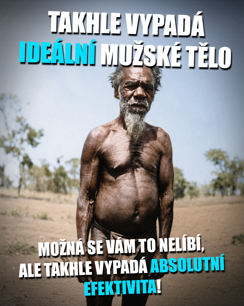 Evoluce, lidské tělo, Abordiginals, aboriginci, Ideal Male Body. Zdroj: Public Domain