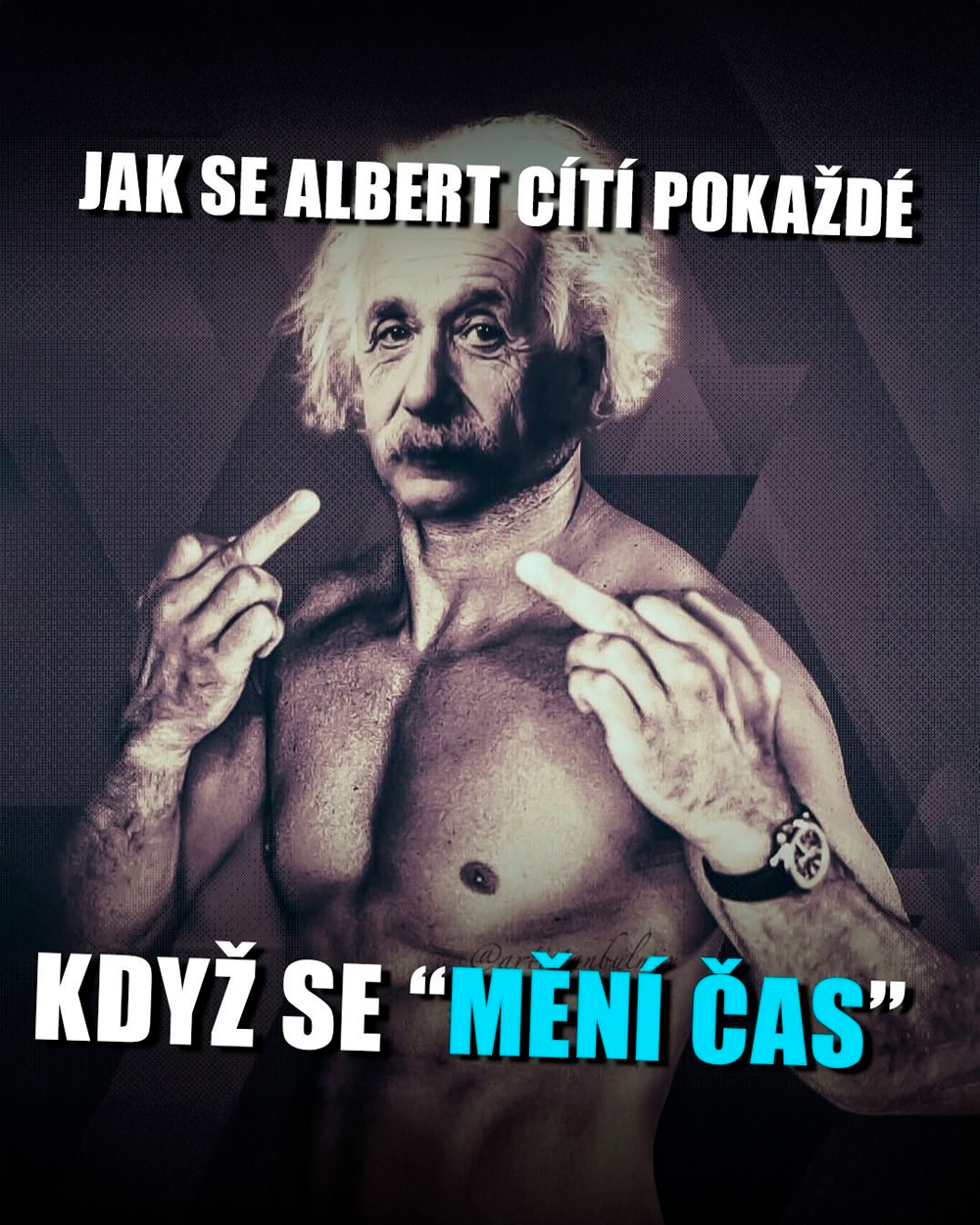 Změna času, střídání času, čas, Albert Einstein. Zdroj: Reddit/vlastní