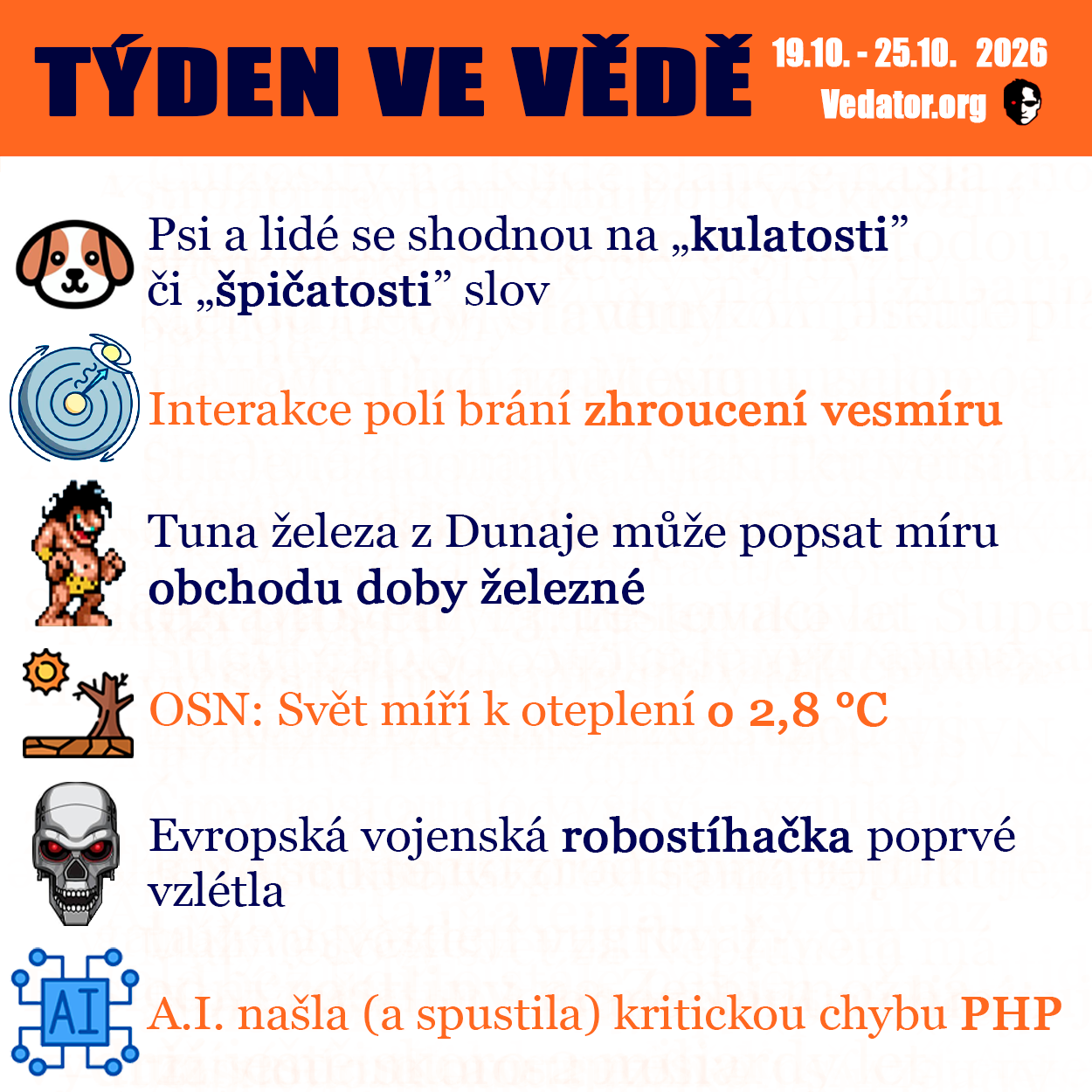 43. týden ve vědě roku 2026! Zdroj: CC BY, Apple, vlastní